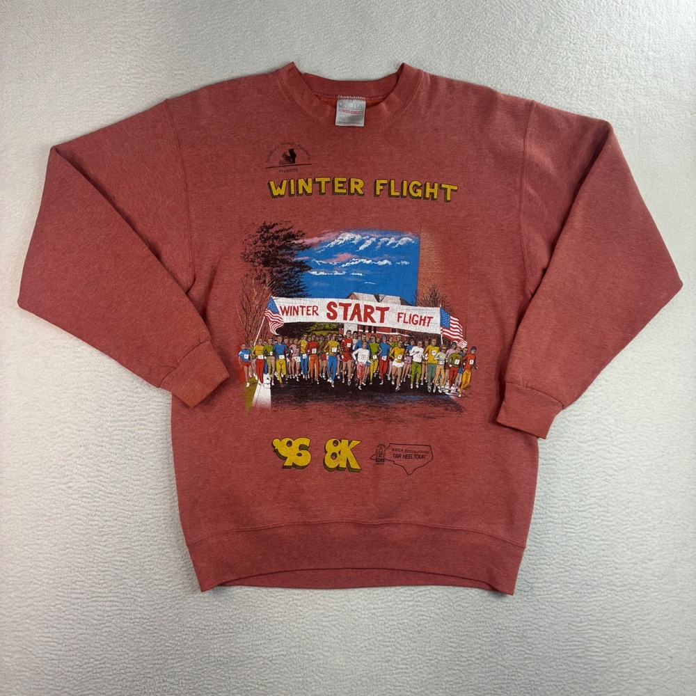 Vintage Winter Flight Race Crewneck Sweatshirt Men M Red USA Oneita 90s Carolina